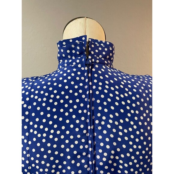 Talbots Women’s Vintage Stand Collar Polka Dot Midi Dress size 8 Pleated Modest - Picture 9 of 13
